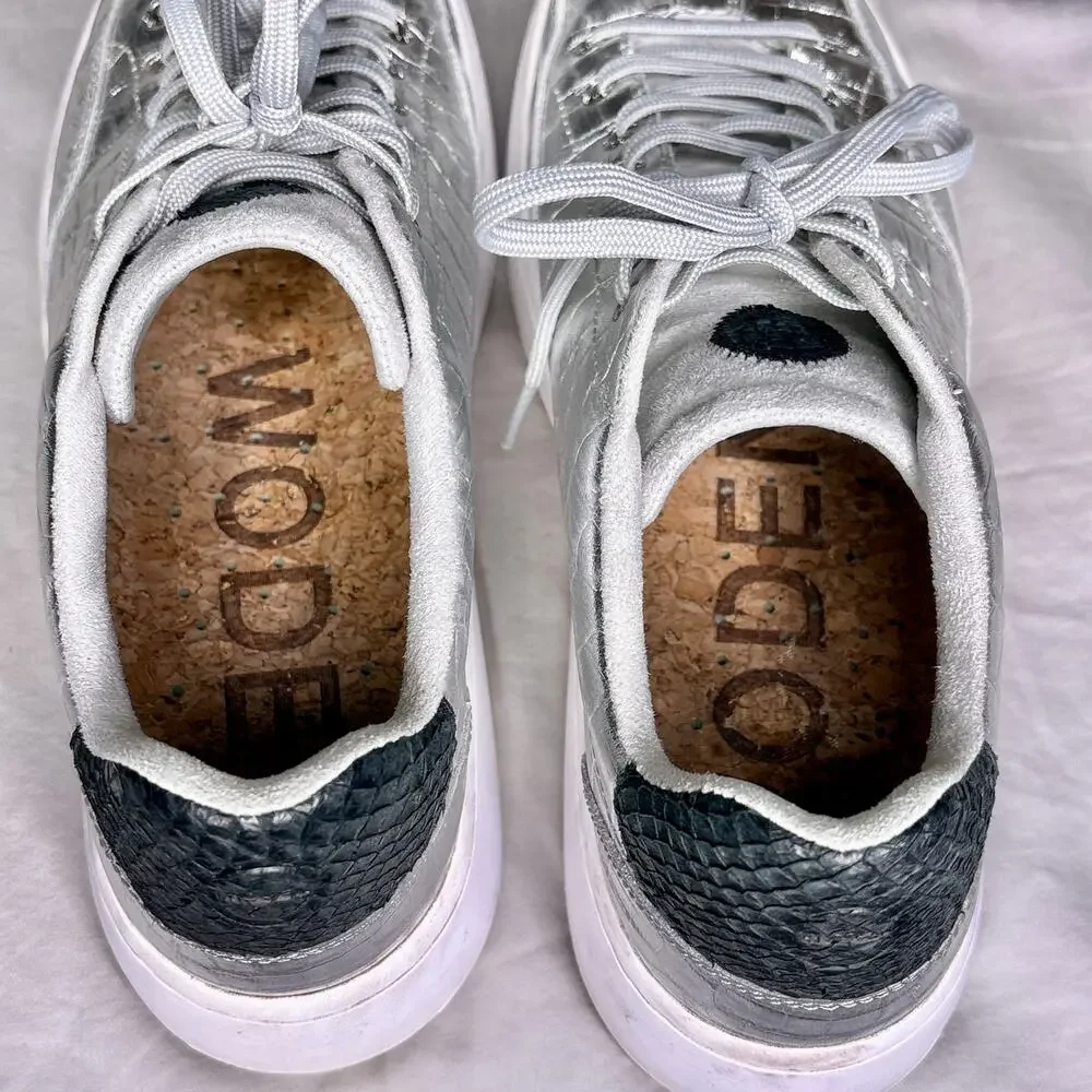 Woden Ydun Croc Print Metallic Trainers Women's 9.5